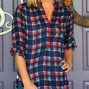 Market Spruce plaid blouse
